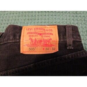 LEVI 505 Black Denim Jeans-Regular Fit  34 x 32